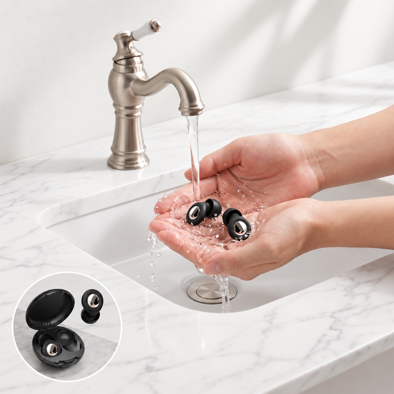 Bouchons lavables sous le robinet
